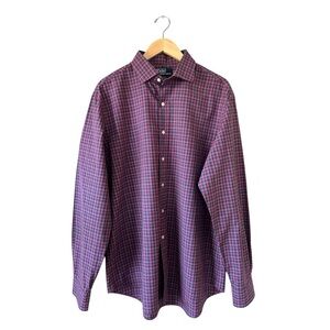 POLO Ralph Lauren Men’s Regent Custom Fit Purple Green Plaid Gingham Shirt XL